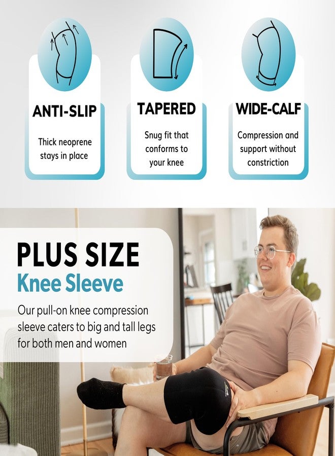 BraceAbility Plus Size Neoprene Compression Knee Sleeve - Extra-Large Arthritis Joint Pain Support Brace for Overweight to Obese Women or Men with Big Thighs and Large Legs (XL) - Image 4